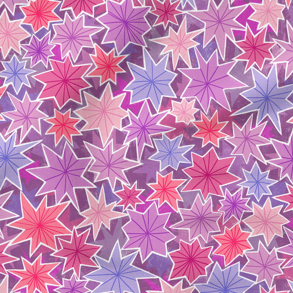 Cutout Stars (Purple) | Abstract, Stripes and Shapes Fabric Design | Rachel Parker